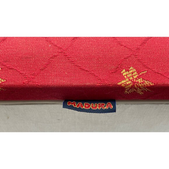 Madura Custom Made Brocade Fabric Padded Foot Stool Red & Gold Accent Piece - Picture 9 of 13
